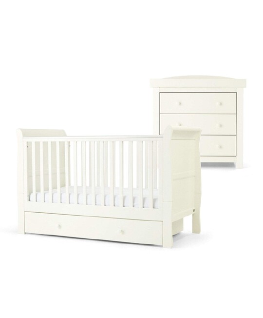 Mia 2 Piece Cotbed with Dresser Changer Set - White image number 2
